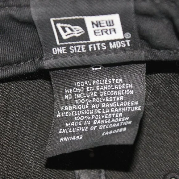 New Era 100% Polyester Black TA/FB Baseball Cap Hat One Size Adjustable Snapback - Picture 8 of 9